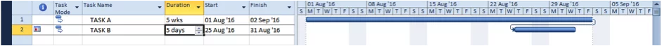 Scheduling conflict screenshot in Microsoft Project