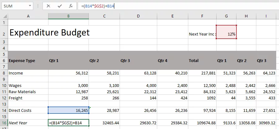 Excel showing how each cell is involved in a given cells formula by highighting them