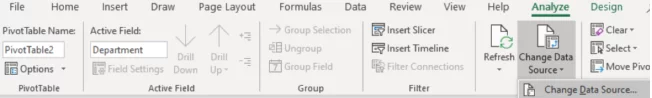 Shows the change data source button