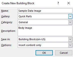 Shows the example text for the image block