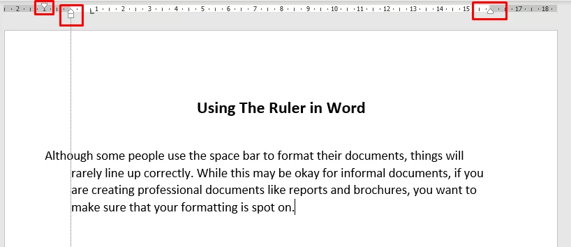 Shows how to use the ruler to create indents