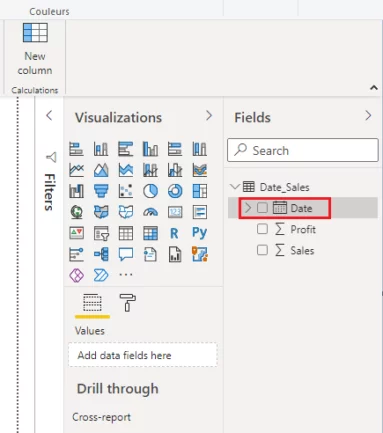 A calendar icon next to the column name shows that the column is of the Date type