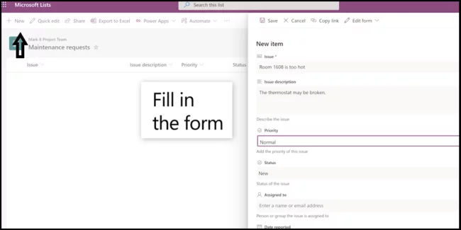 add items by selecting the +New option in the top-left corner