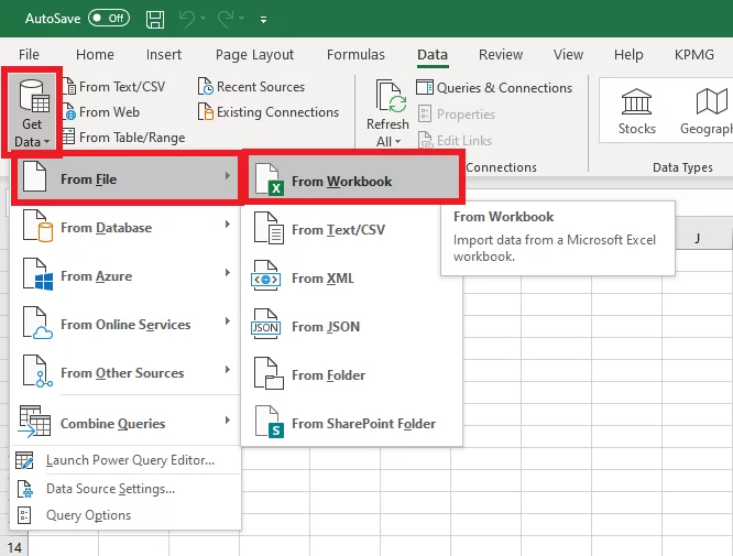 Importing data into Power Query from a Workbook