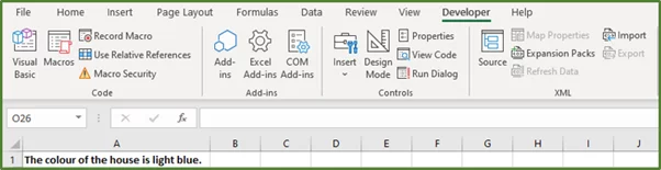 Screenshot showing the result of running the VBA code.