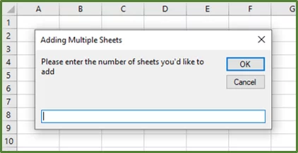 Screenshot showing a VBA Input Box.