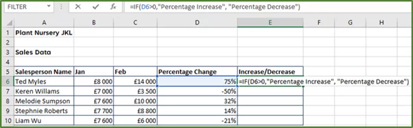 Screenshot showing cell E6 with the formula entered.