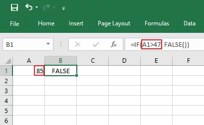 Using the FALSE function to evaluate a condition.