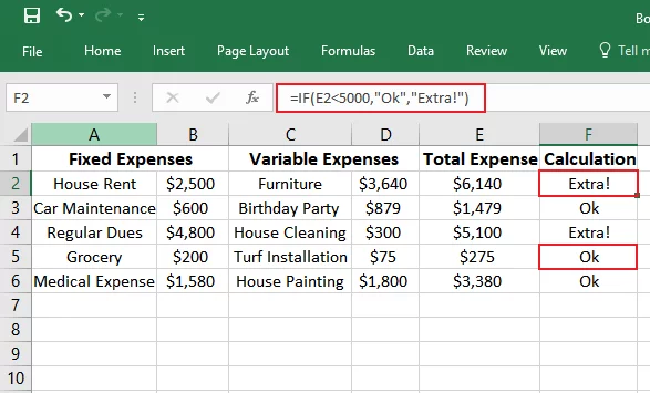 IF Logical Functions returns result on evaluating two expressions.