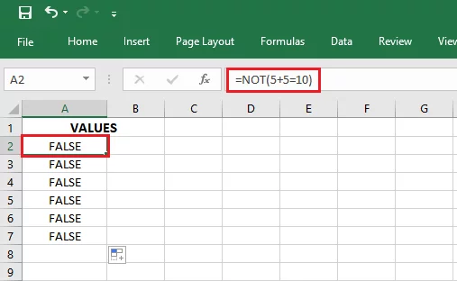 Using the NOT function to reverse the value.