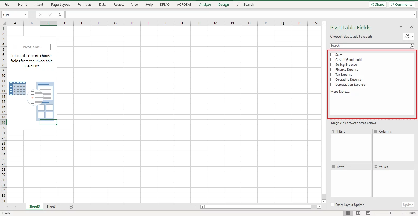 PivotTable Fields