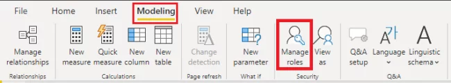 screenshot of clicking the modeling tab on the ribbon bar to create a role