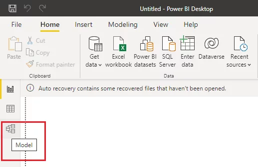 screenshot of model icon on the Reports view