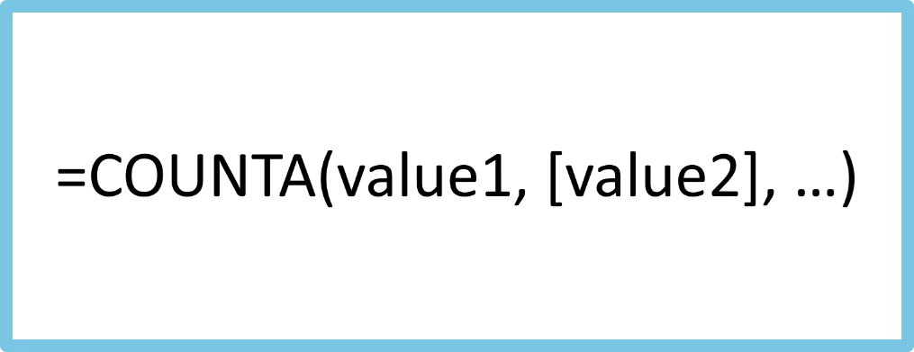 Screenshot showing the syntax of the Excel COUNTA Function.