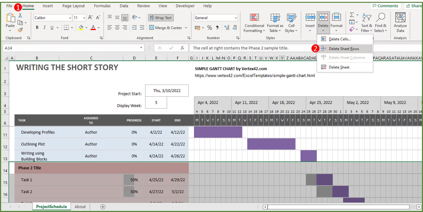 Screenshot showing the Delete Sheet Rows option.
