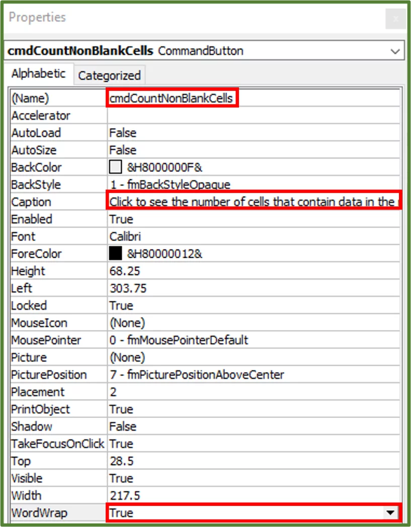Screenshot showing the Properties Dialog Box