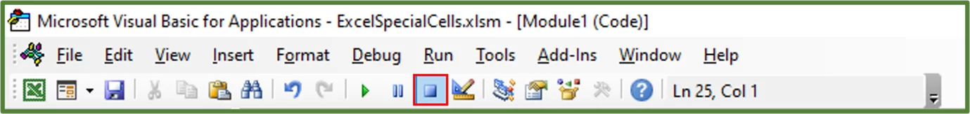 Screenshot showing the Reset Button highlighted.