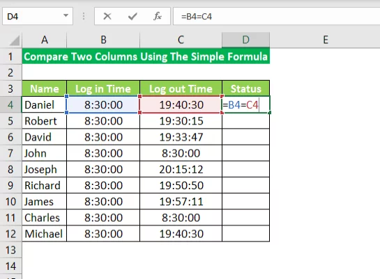 Use the “=” operator again and select the second column