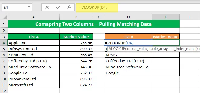 Select the lookup value