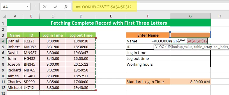 Selecting Table array for look_up values