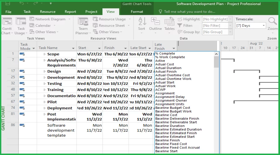 Critical path in microsoft project