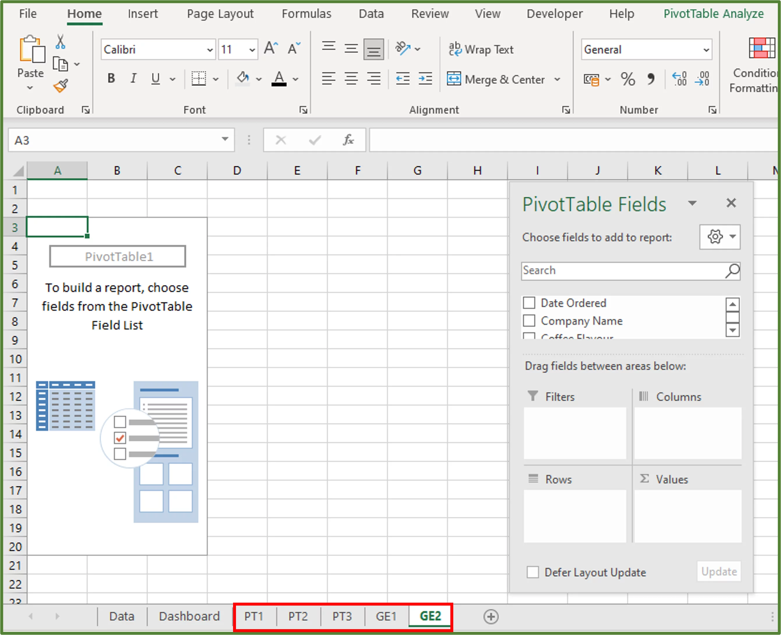 Screenshot showing the copies of the original PivotTable sheet.
