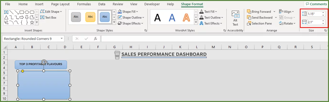 Screenshot showing the second larger rounded corner rectangle.