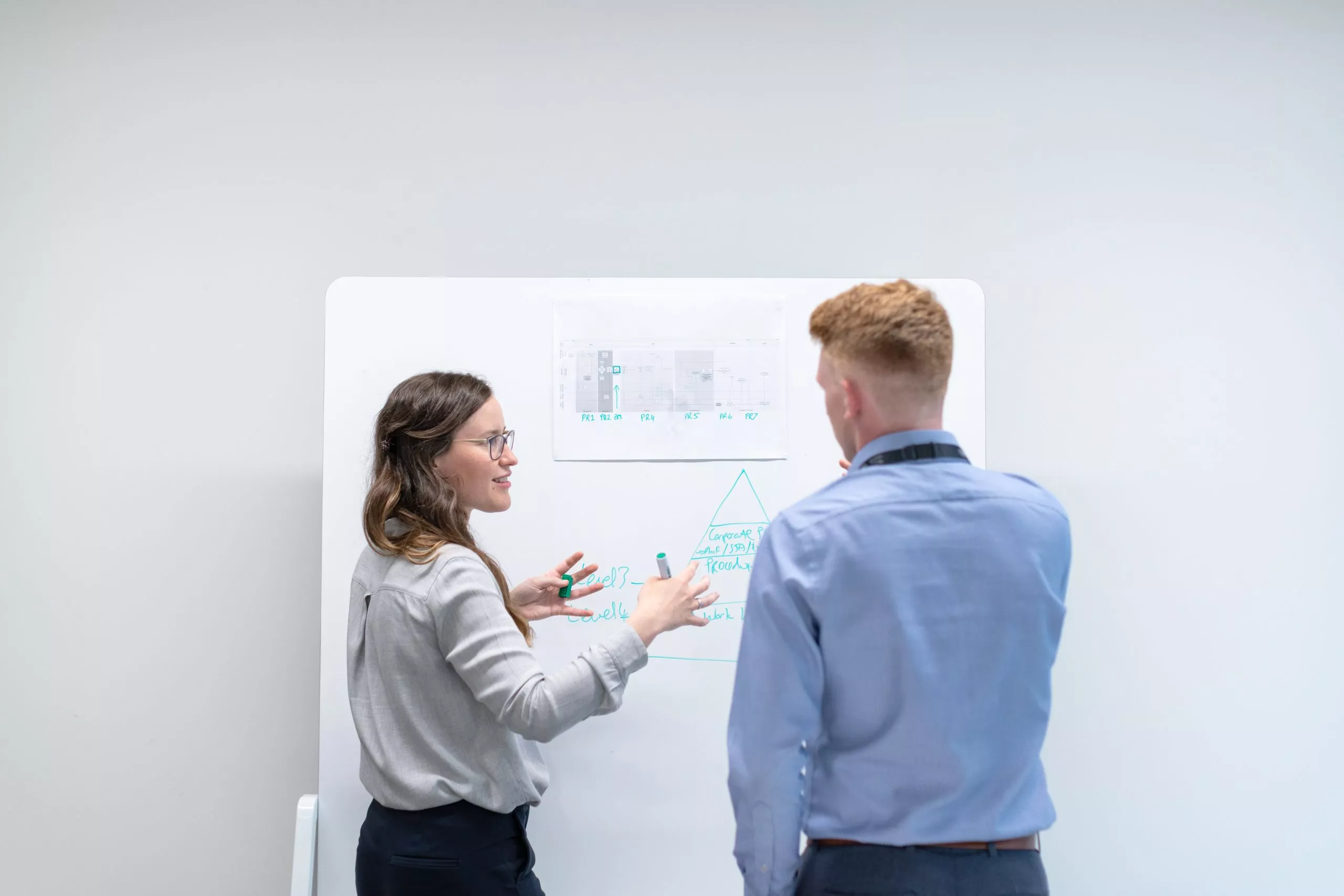 Teammates collaborating on a project