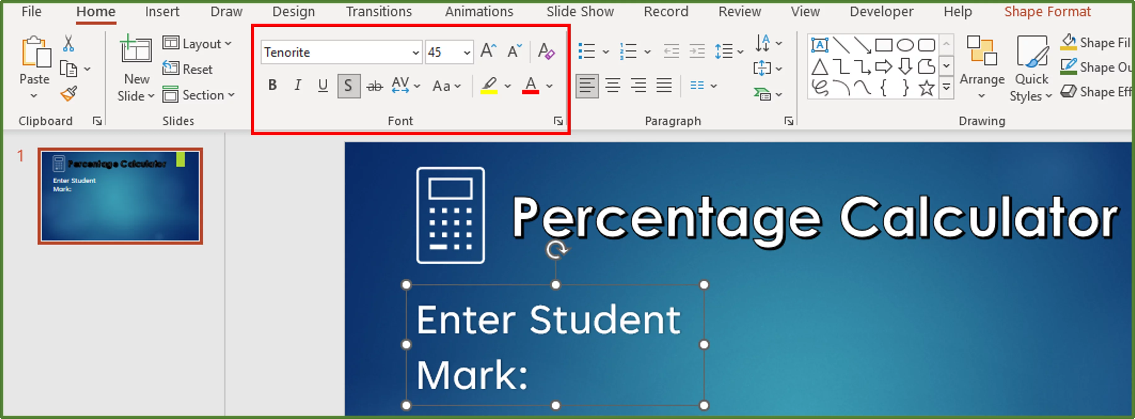 Screenshot showing the first explanatory text.