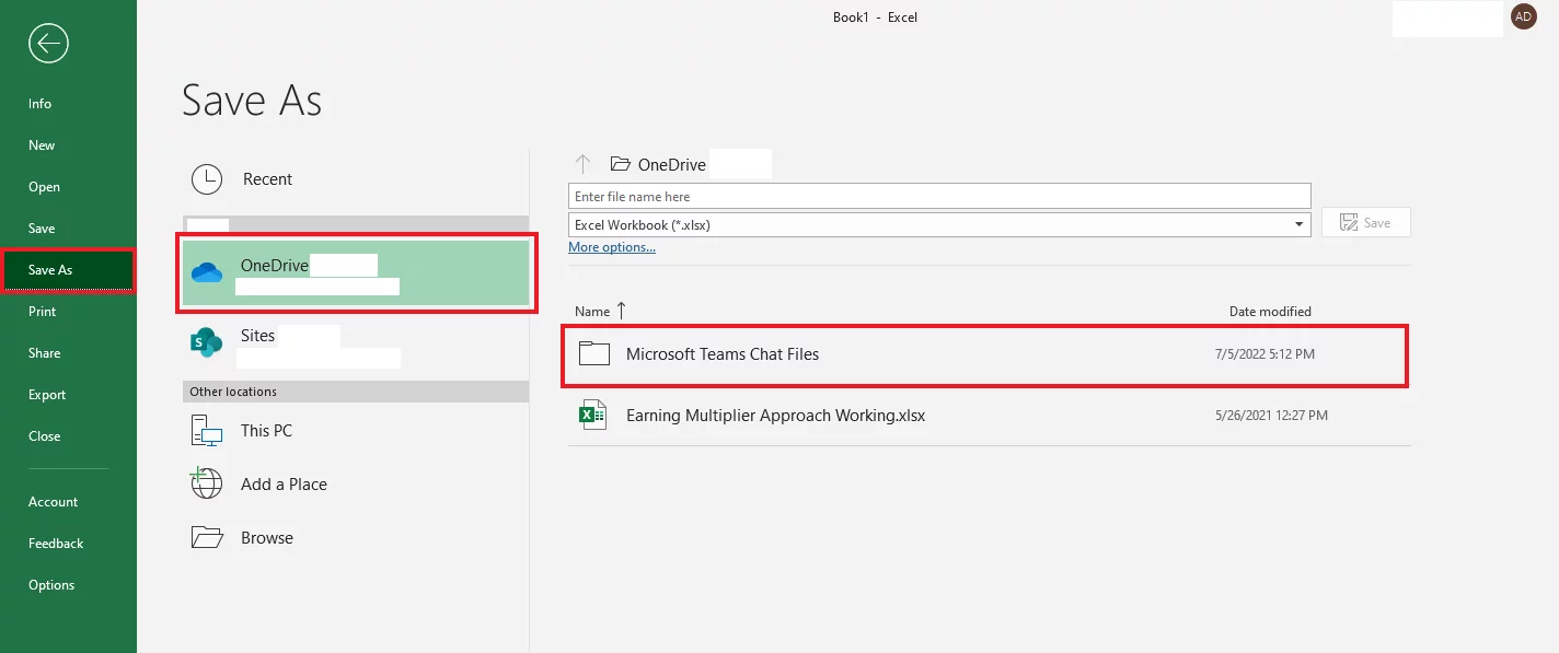 Folders in OneDrive
