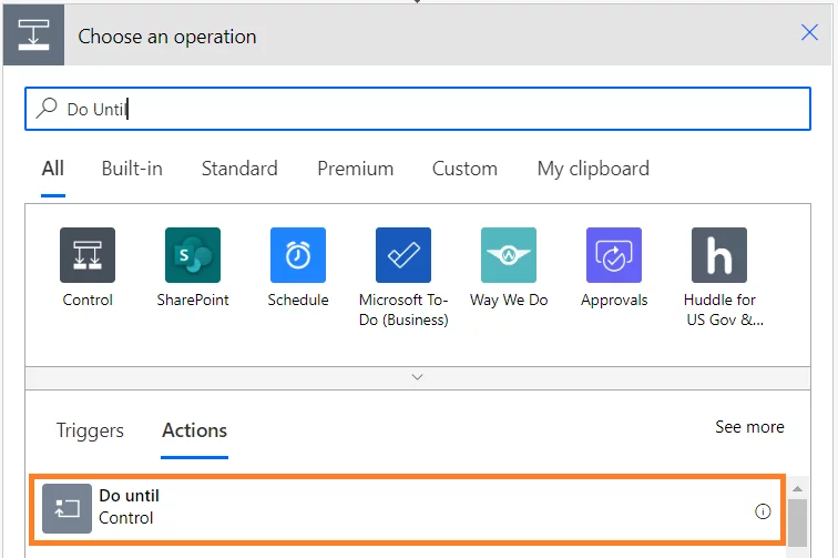 Select Do Until Control under Actions tab.