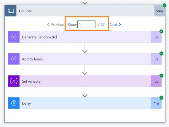 Power Automate flow, as it depends on the random number generated and number of items sold