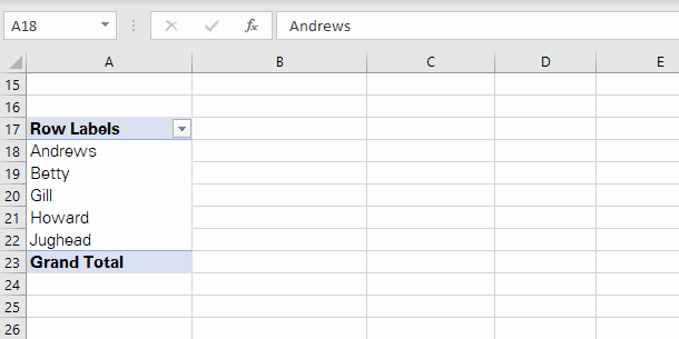 Setting a name for the selected sales representative