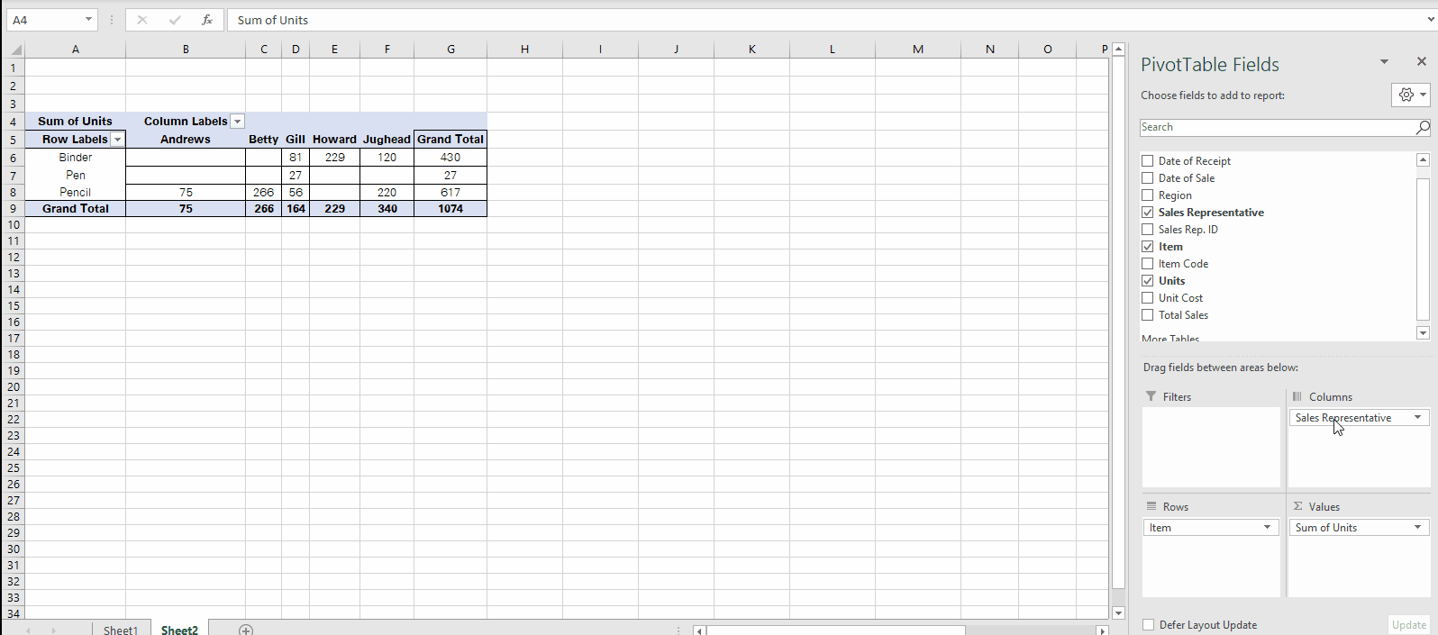 Applying report filter