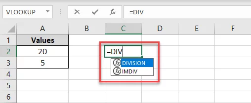 Writing the DIVISION function
