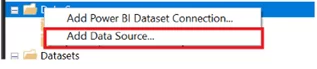 Contextual menu showing the option to add data source.