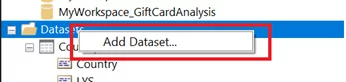 Contextual menu to add a dataset.