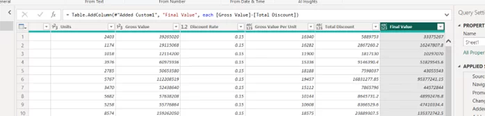 Final Value Column