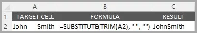 Screenshot of Excel giving a more complex example of how the formula works