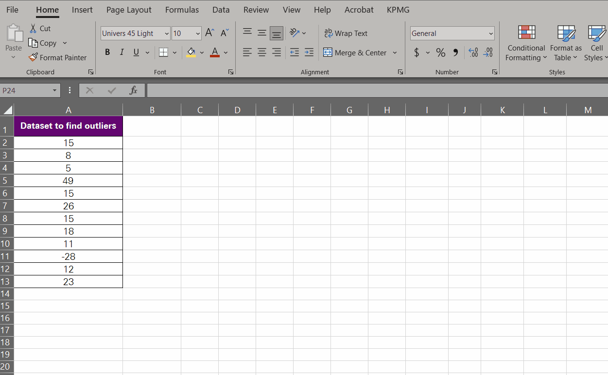 Inserting a scatter plot to visualise outliers