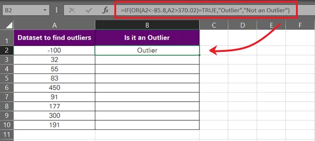 results of the IF function