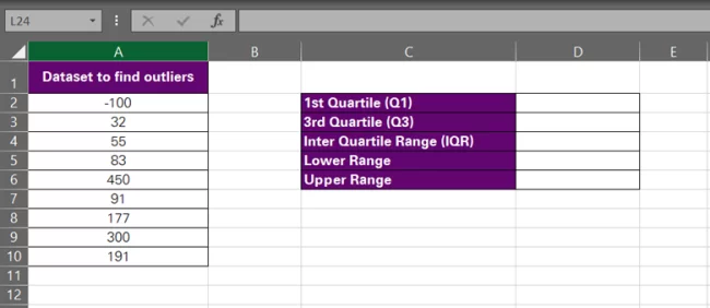 a dataset in Excel