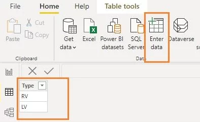 Enter Data button in Power BI