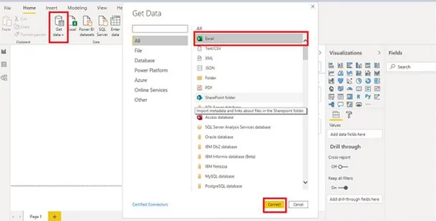 Get Data window in Power BI