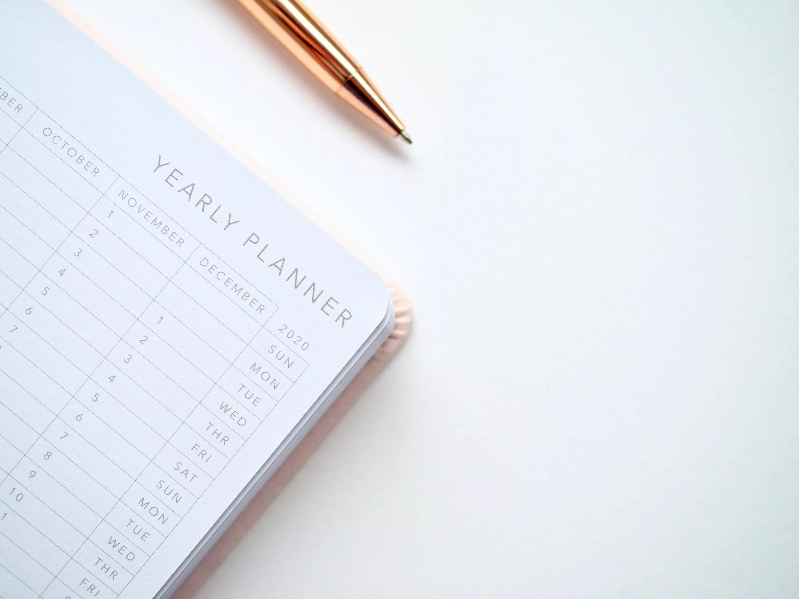 Yearly planner stock image