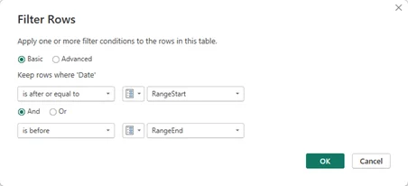 How to filter the tables date columns by our new parameters