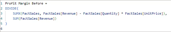 Our DAX formula without any variables