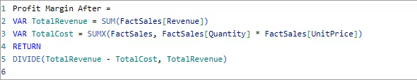 Adjusted DAX formula with variables added