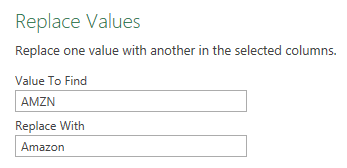 Shows how the replace values interface works