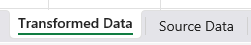 Shows our two starting sheets, source and transformed data